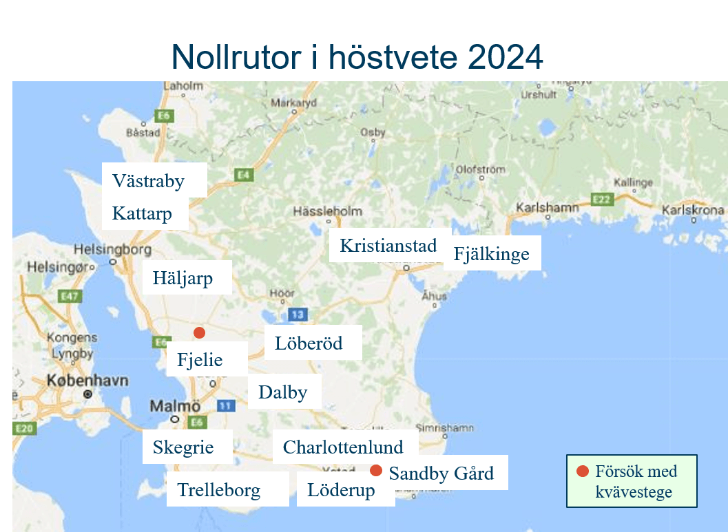 Fält med nollrutemätningar i Skåne 2024